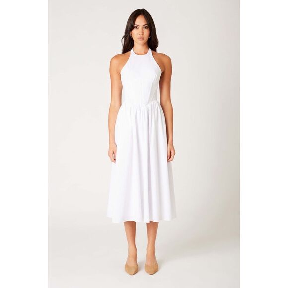 NIA Rio vintage inspired Halter White Poplin Midi Dress Summer Brunch size S NWT - Picture 3 of 7